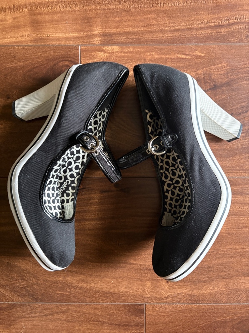 Coach Black and White Mary Jane Platform Pumps - Picture 5 of 9